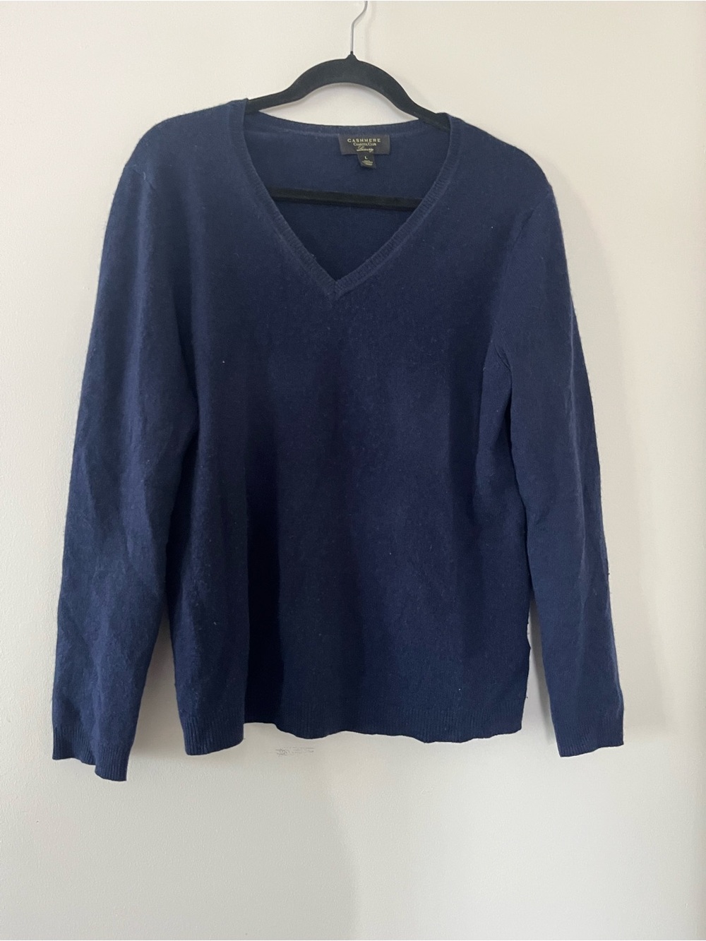 Charter Club 100% Cashmere Navy V Neck Sweater Large Minimalist Capsule Preppy